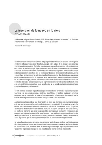 La inserción de lo nuevo en lo viejo