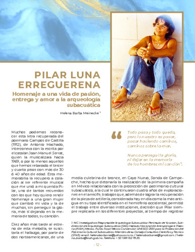  Pilar Luna Erreguerena. Homenaje a una vida de pasión, entrega y amor a la arqueología subacuática