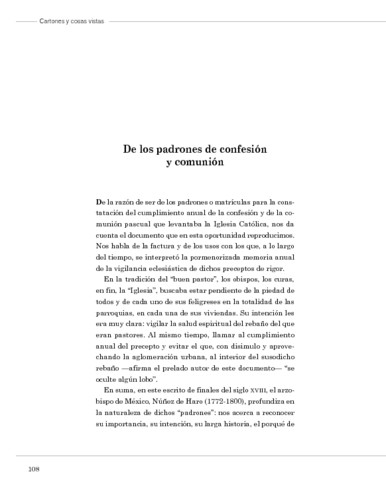 De los padrones de confesión y comunión