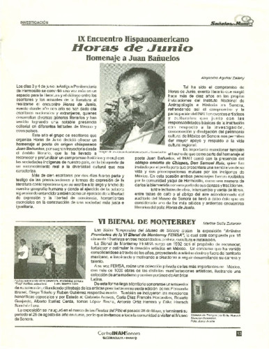 IX Encuentro Hispanoamericano Horas de Junio. Homenaje Juan Bañuelos