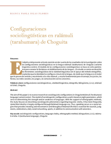 Configuraciones sociolingüísticas en ralámuli (tarahumara) de Choguita
