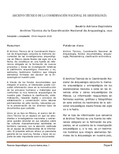 Archivo Técnico de la Coordinación Nacional de Arqueología