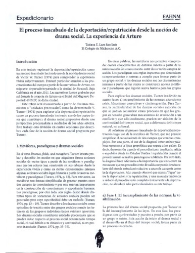 El proceso inacabado de la deportación/repatriación desde la noción de drama social. La experiencia de Arturo