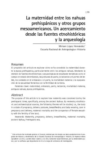 La maternidad entre los nahuas prehispánicos y otros grupos mesoamericanos. Un acercamiento desde las fuentes etnohistóricas y la arqueología