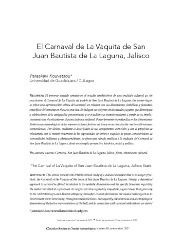 El Carnaval de La Vaquita de San Juan Bautista de La Laguna, Jalisco