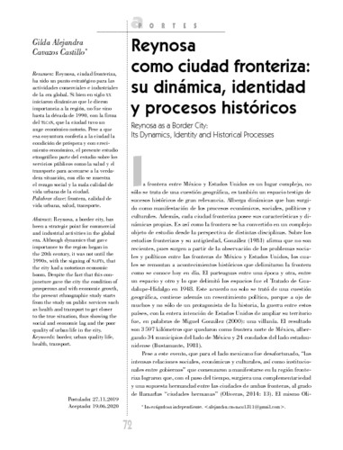 Reynosa como ciudad fronteriza: su dinámica, identidad y procesos históricos