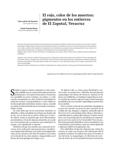 El rojo, color de los muertos: pigmentos en los entierros de El Zapotal, Veracruz