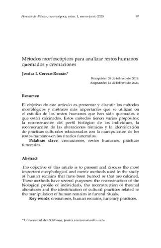 Métodos morfoscópicos para analizar restos humanos quemados y cremaciones