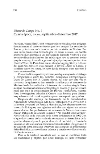 Diario de Campo No. 3 Cuarta época, CNAN, septiembre-diciembre 2017