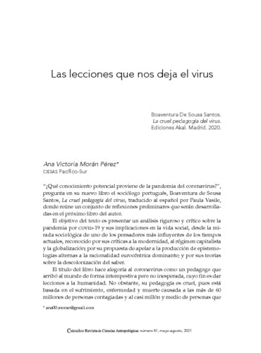 Las lecciones que nos deja el virus