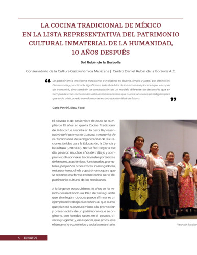 La cocina tradicional de México en la Lista Representativa del Patrimonio Cultural Inmaterial de la Humanidad, 10 años después