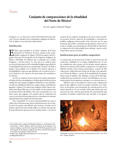 Conjunto de comparaciones de la ritualidad del Norte de México