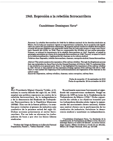 1948. Represión a la rebelión ferrocarrilera