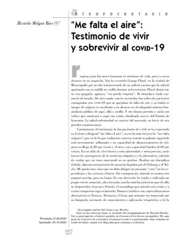 “Me falta el aire”: Testimonio de vivir y sobrevivir al COVID-19