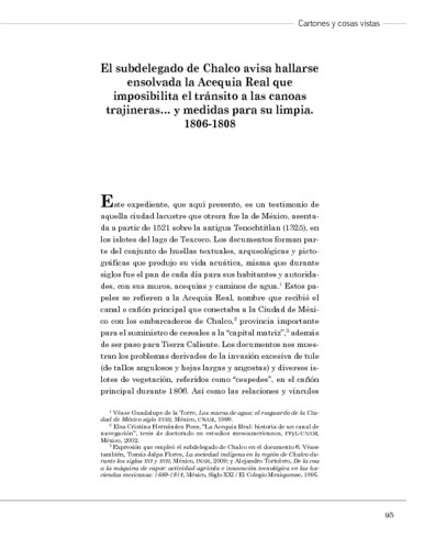 El subdelegado de Chalco avisa hallarse ensolvada la Acequia Real que imposibilita el tránsito a las canoas trajineras… y medidas para su limpia. 1806-1808