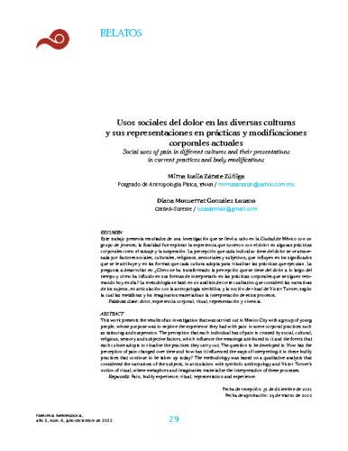 Usos sociales del dolor en las diversas culturas y sus representaciones en prácticas y modificaciones corporales actuales