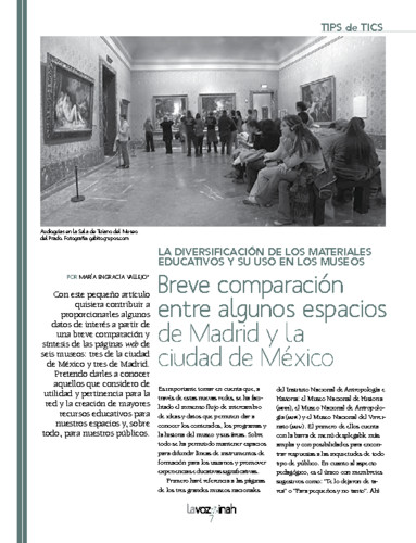 Tips de TICs: La diversificación de los materiales educativos y su uso en los museos. Breve comparación entre algunos espacios de Madrid y la Ciudad de México