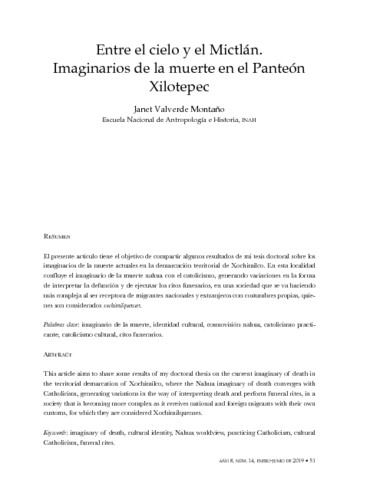 Entre el cielo y el Mictlán. Imaginarios de la muerte en el Panteón Xilotepec