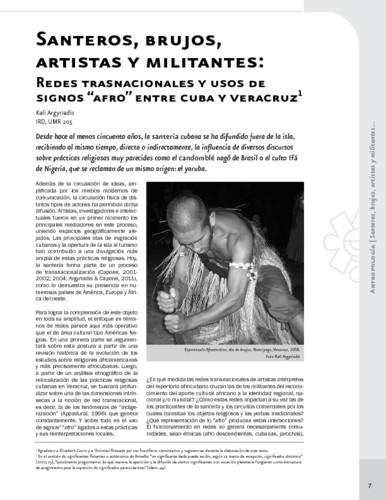 Santeros, brujos, artistas y militantes: Redes trasnacionales y usos de signos “afro” entre Cuba y Veracruz
