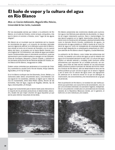 El baño de vapor y la cultura del agua en Río Blanco