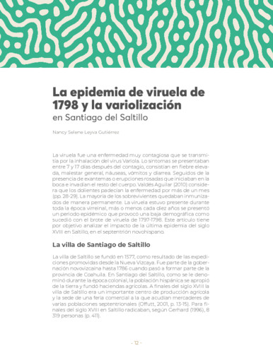 La epidemia de viruela de 1798 y la variolización en Santiago del Saltillo