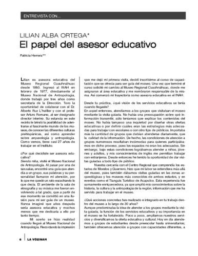 Entrevista con... Lilian Alba Ortega. El papel del asesor educativo