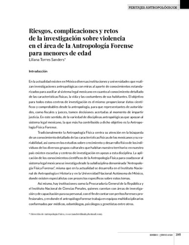 Riesgos, complicaciones y retos de la investigación sobre violencia en el área de la Antropología Forense para menores de edad