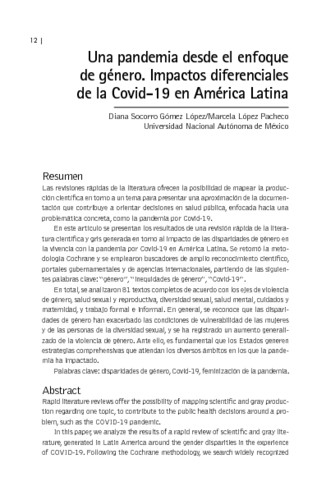 Una pandemia desde el enfoque de género. Impactos diferenciales de la Covid-19 en América Latina