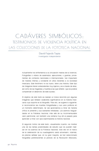 Cadáveres simbólicos: Testimonios de violencia política en las colecciones de la Fototeca Nacional