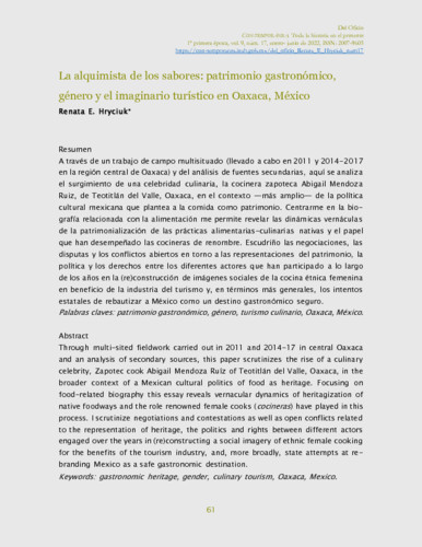 La alquimista de los sabores: patrimonio gastronómico, género y el imaginario turístico en Oaxaca, México
