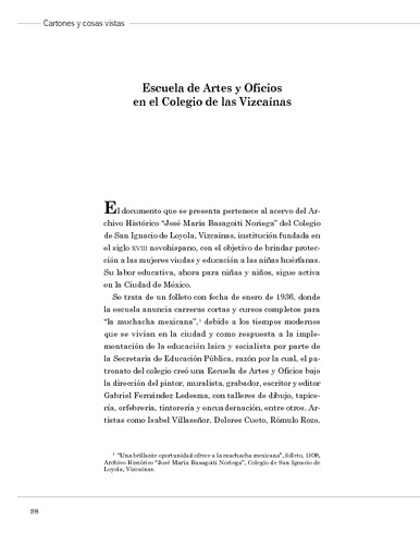 Escuela de Artes y Oficios en el Colegio de las Vizcaínas