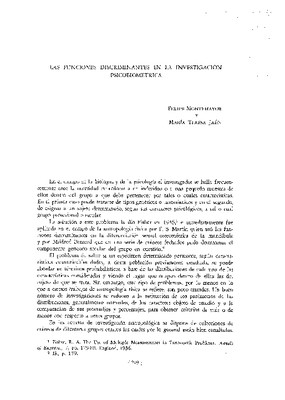 Las funciones discriminantes en la investigación psicobiométrica.