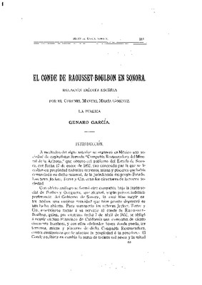 El Conde Raousset Boulbon en Sonora.- Relación inédita, escrita por el coronel Manuel María Giménez.