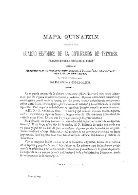 Mapa de Quinatzin. Cuadro histórico de la civilización de Tetzcuco.