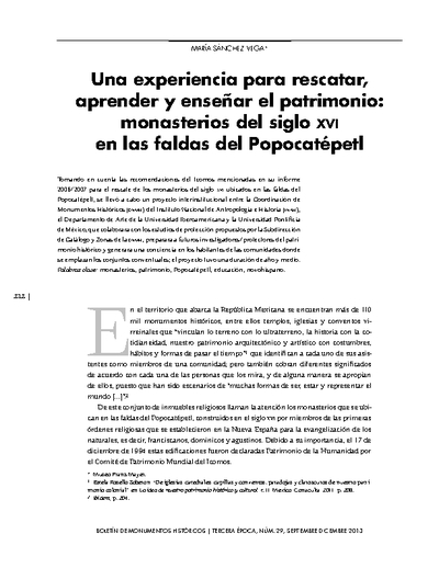 Una experiencia para rescatar, aprender y enseñar el patrimonio: monasterios del siglo XVI en las faldas del Popocatépetl