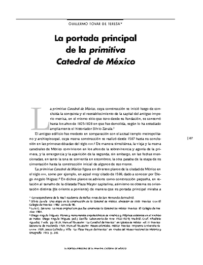 La portada principal de la primitiva Catedral de México