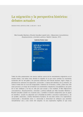 La migración y la perspectiva histórica: debates actuales