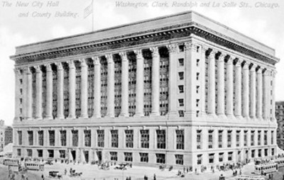 Tarjeta postal con ilustración del "New City Hall", en Chicago