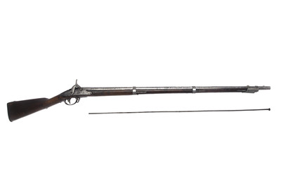 Fusil con llave de percusión y cañón de ánima lisa, con baqueta