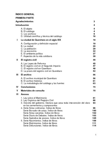 Catálogos de la sección registro civil de actas de nacimiento, 1863, de matrimonio, 1866, 1867 y de defunción, 1861 del Archivo Histórico Municipal de Queretaro