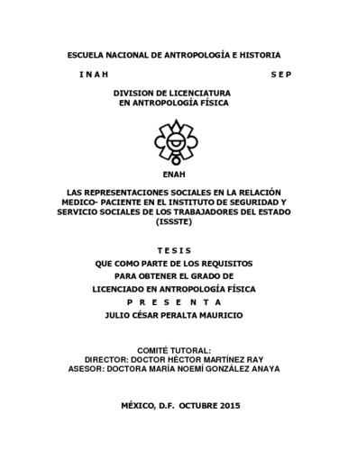 Las representaciones sociales en la relación médico-paciente en el  instituto de seguridad y servicios sociales de los trabajadores del estado (ISSSTE)