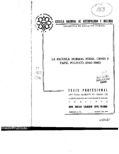La escuela normal rural: crisis y papel político (1940-1980)