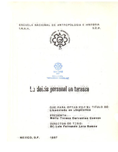 La deixis personal en tarasco