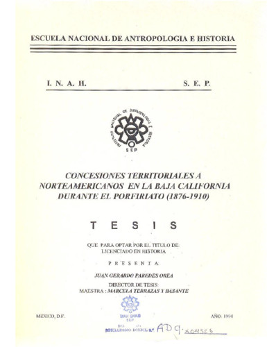 Concesiones territoriales a norteamericanos en la Baja California durante el profiriato (1876-1910)