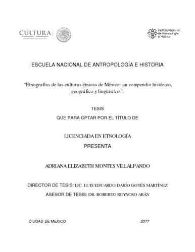 Etnografías de las culturas étnicas de México: un compendio histórico, geográfico y lingüístico