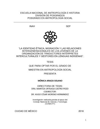 La identidad étnica, migración y las relaciones intergeneracionales de los jóvenes de la organización de traductores interpretes interculturales y gestores en lenguas indígenas