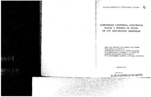 Comunidad campesina, conciencia social y formas de lucha de los asalariados agrícolas