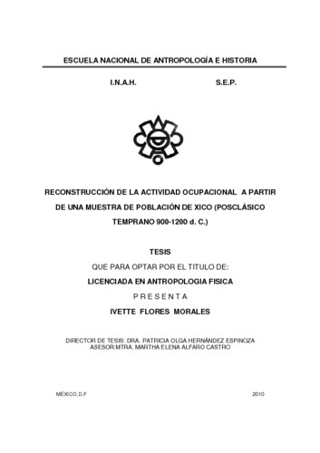 Reconstrucción de la actividad ocupacional a partir de una muestra de población de Xico (Posclásico temprano 900-1200 d.C.)