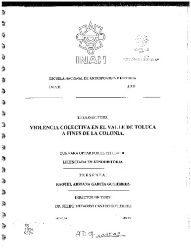 Violencia colectiva en el valle de Toluca a fines de la colonia