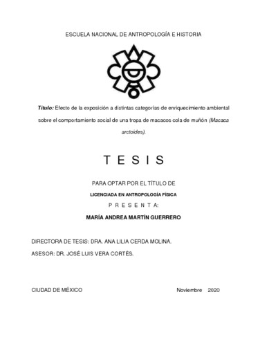 Efecto de la exposición a distintas categorias de enriquecimiento ambiental sobre el comportamiento social de una tropa de macacos cola de muñón (Macaca arctoides)